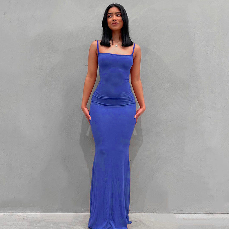 Casual Long Sheath Dresses-Dresses-Dark Blue-XS-Free Shipping Leatheretro
