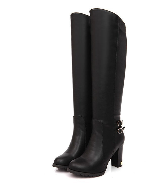 Fashion Winter Plus Sizes Knee High Boots-boots-Black-34-Free Shipping Leatheretro