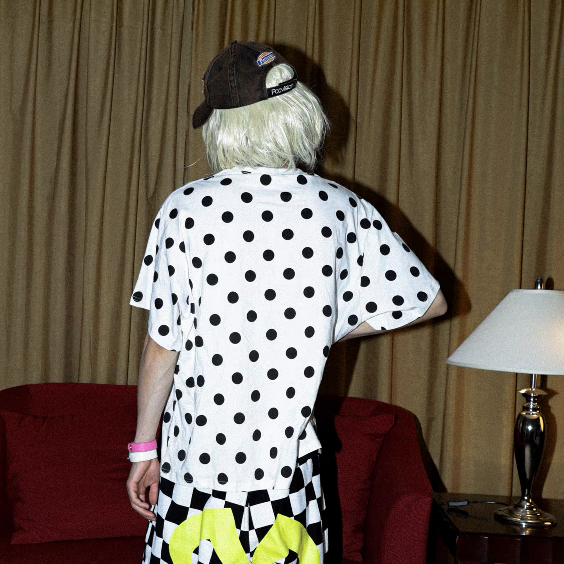PCCVISION Polka Dot Text Graphic T-Shirt-T Shirt-S (Preorder)-White-Free Shipping Leatheretro