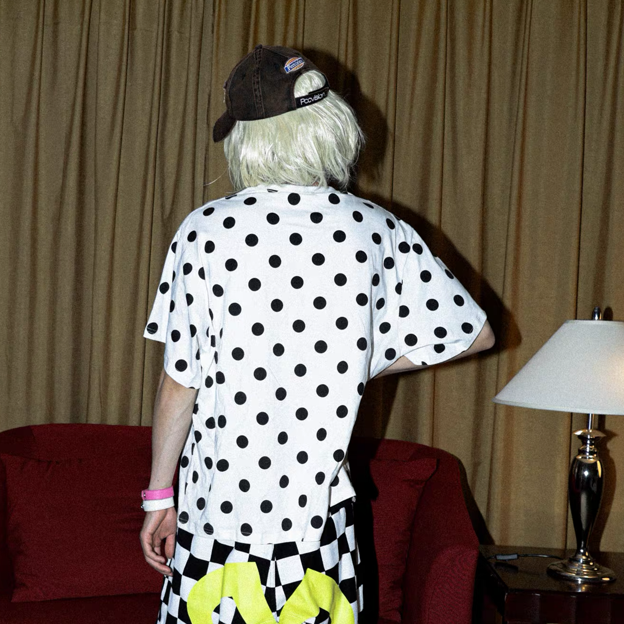 PCCVISION Polka Dot Text Graphic T-Shirt-T Shirt-S (Preorder)-White-Free Shipping Leatheretro