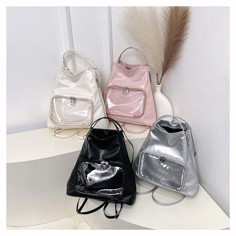 Women's Large Tote Backpack-White-Free Shipping Leatheretro