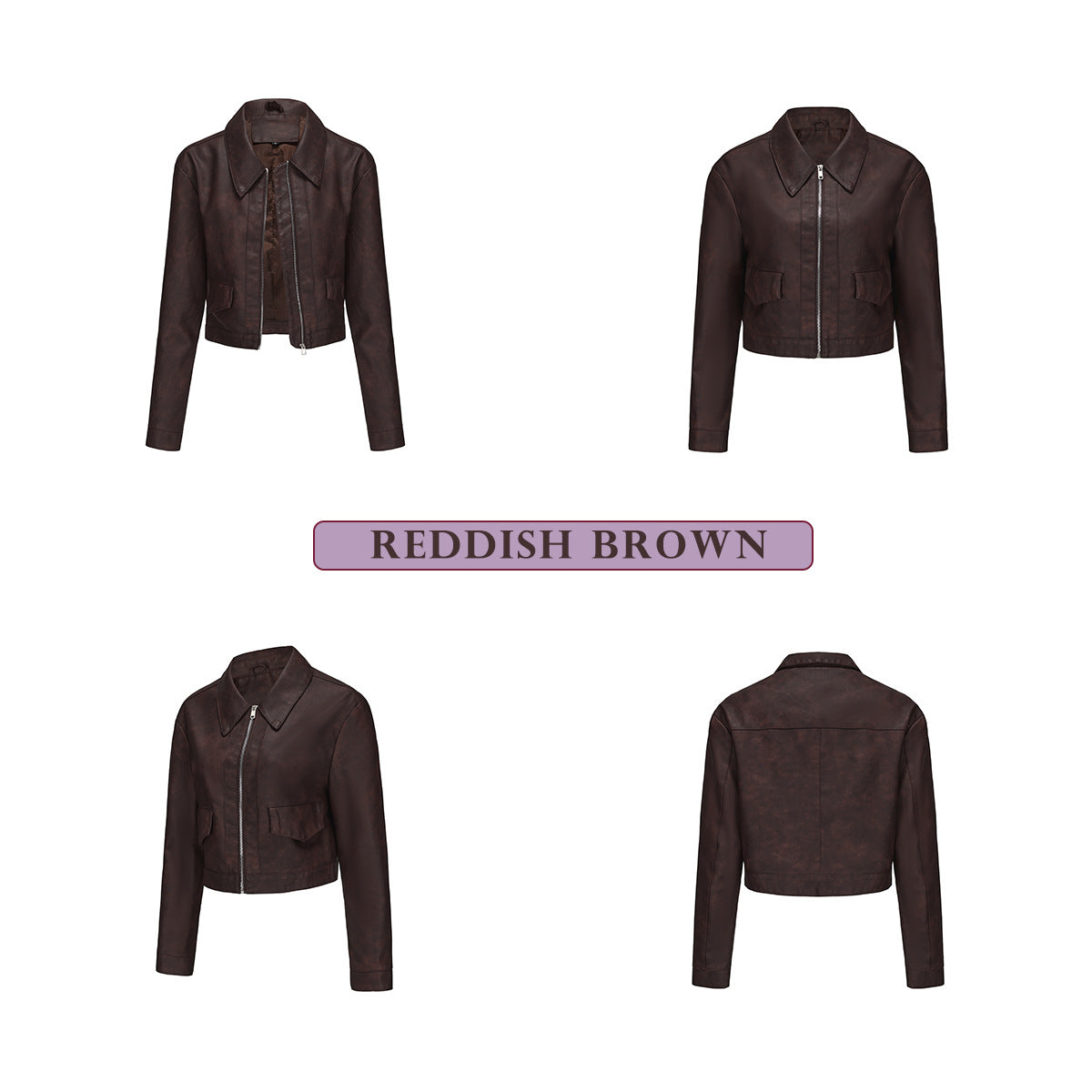 Women's Faux Leather Jacket-Lotus root pink #7-S-Free Shipping Leatheretro