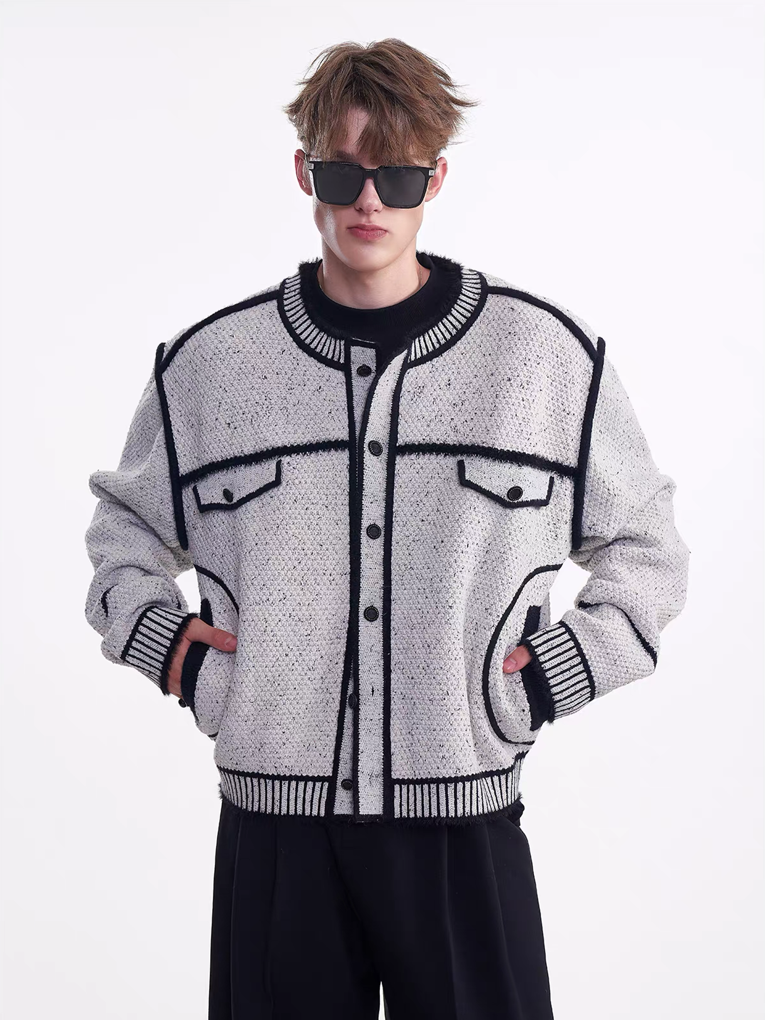 TIWILLTANG Contrast Stitch Knit Jacket