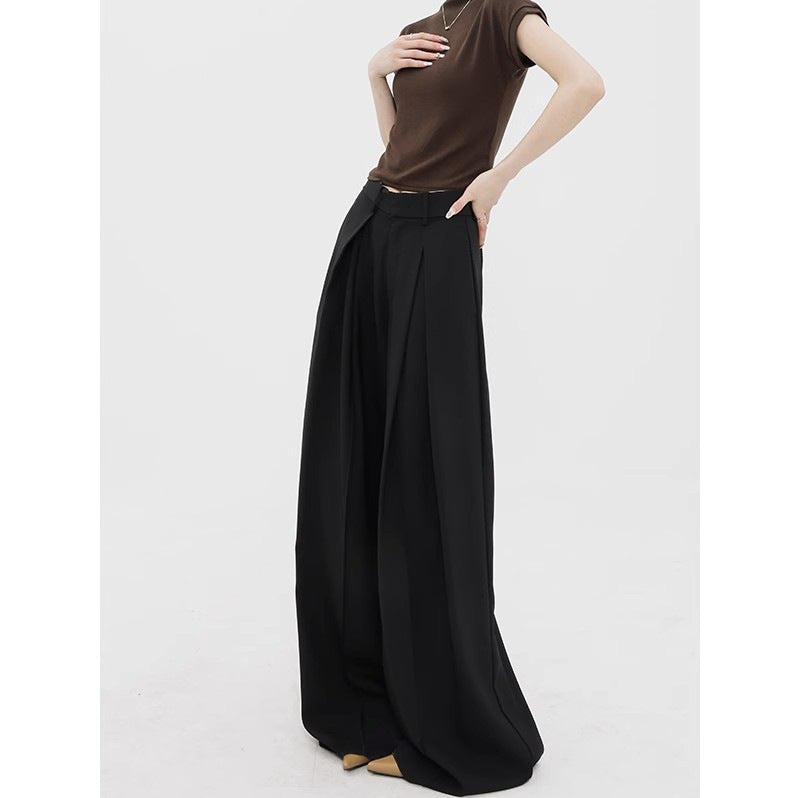 Casual High Waist Loose Wide Legs Pants-Pants-Black-S-Free Shipping Leatheretro