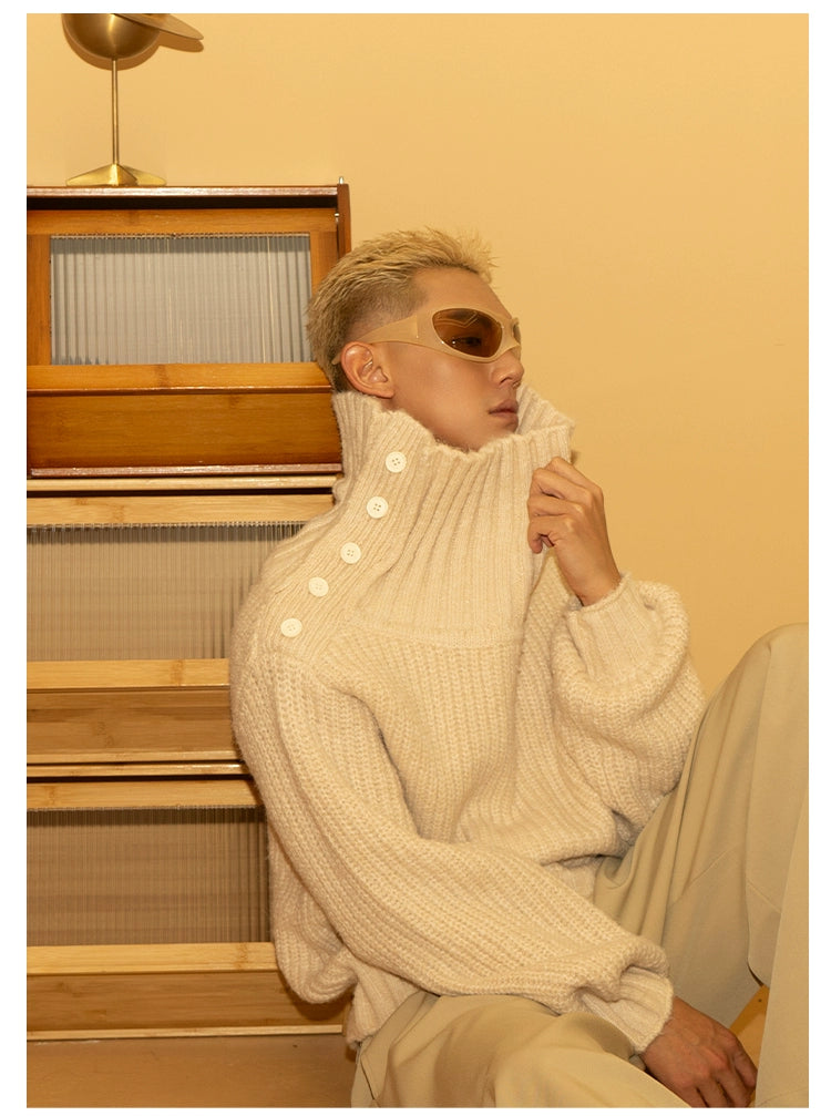 CLP Men's Apricot Cable-Knit Turtleneck Sweater-Apricot-S-Free Shipping Leatheretro