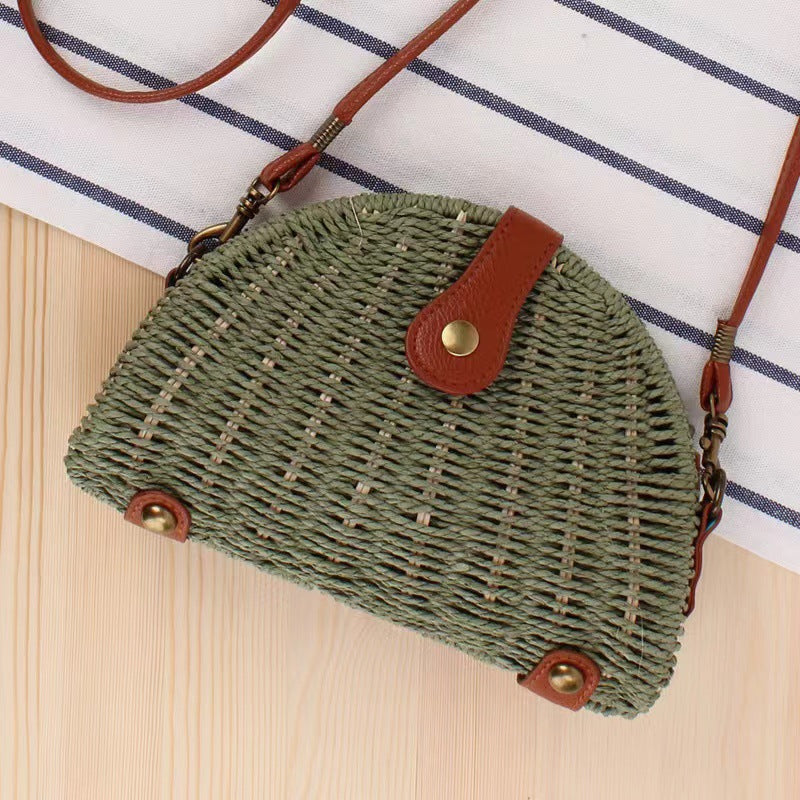 Vintage Woven Saddle Bag for Women-green-Free Shipping Leatheretro