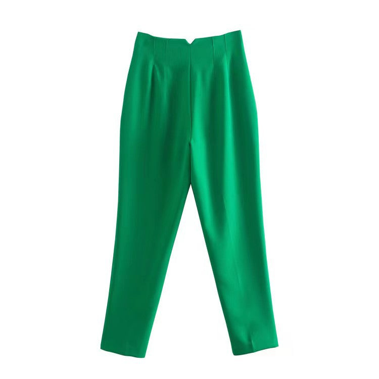 Casual Straight Women Pants-pants-Green-S-Free Shipping Leatheretro