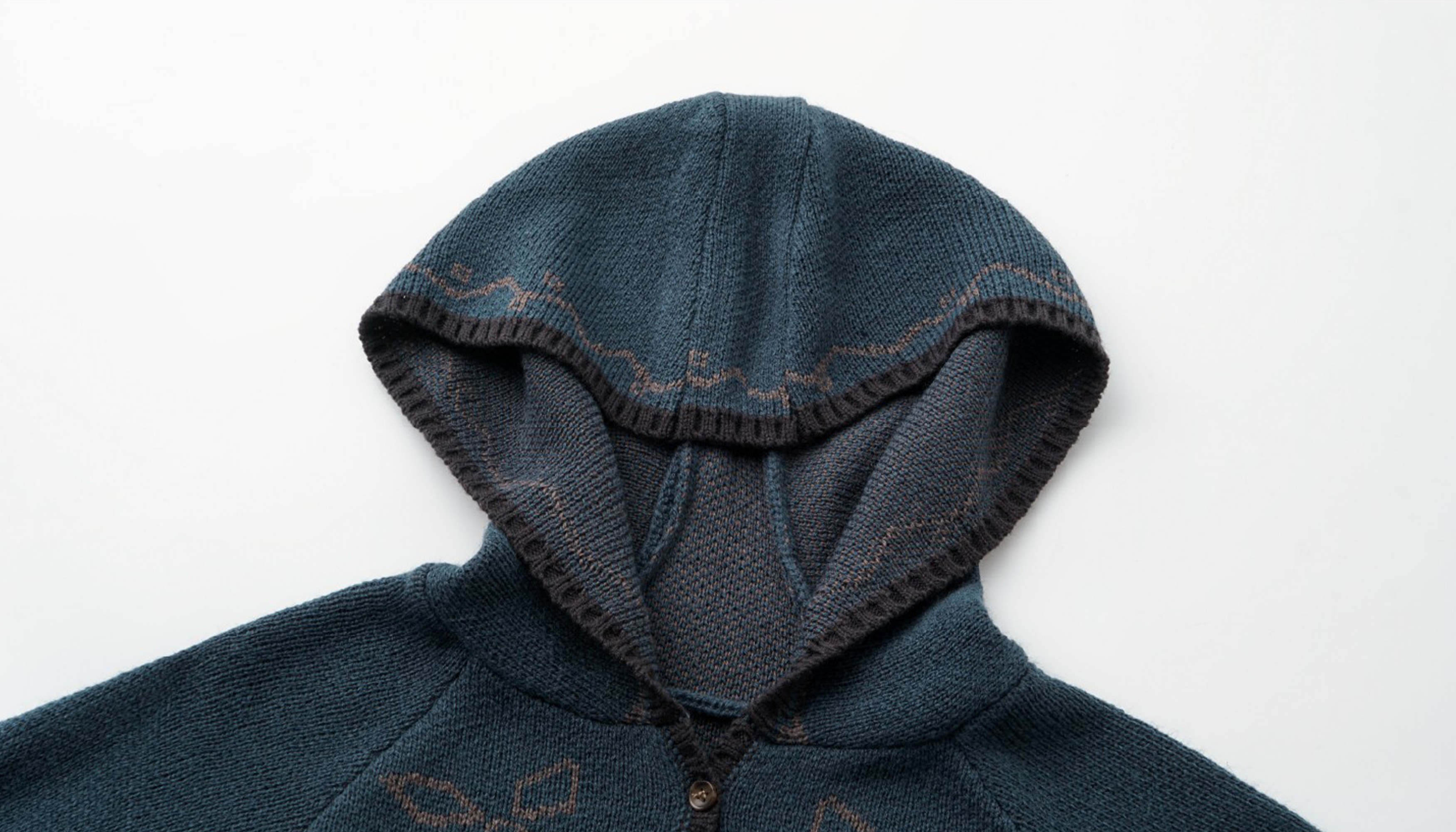 ALVNG AR ANTS Jacquard Floral Wool-Blend Hooded Cardigan-Jacket-S-Dark Blue (Preorder)-Free Shipping Leatheretro