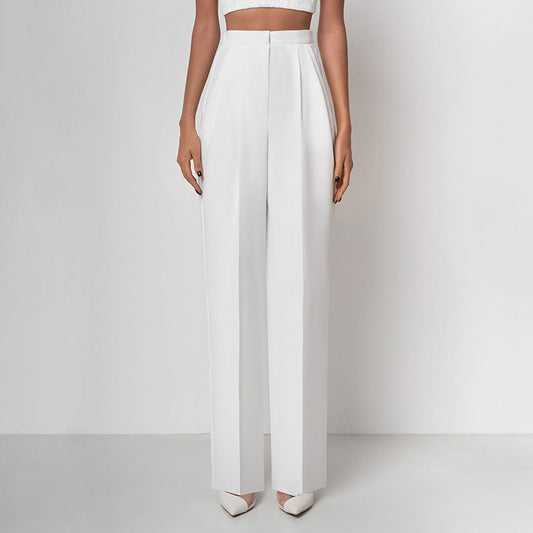 Fashion Elastic Waist Casual Pants-Pants-White-S-Free Shipping Leatheretro
