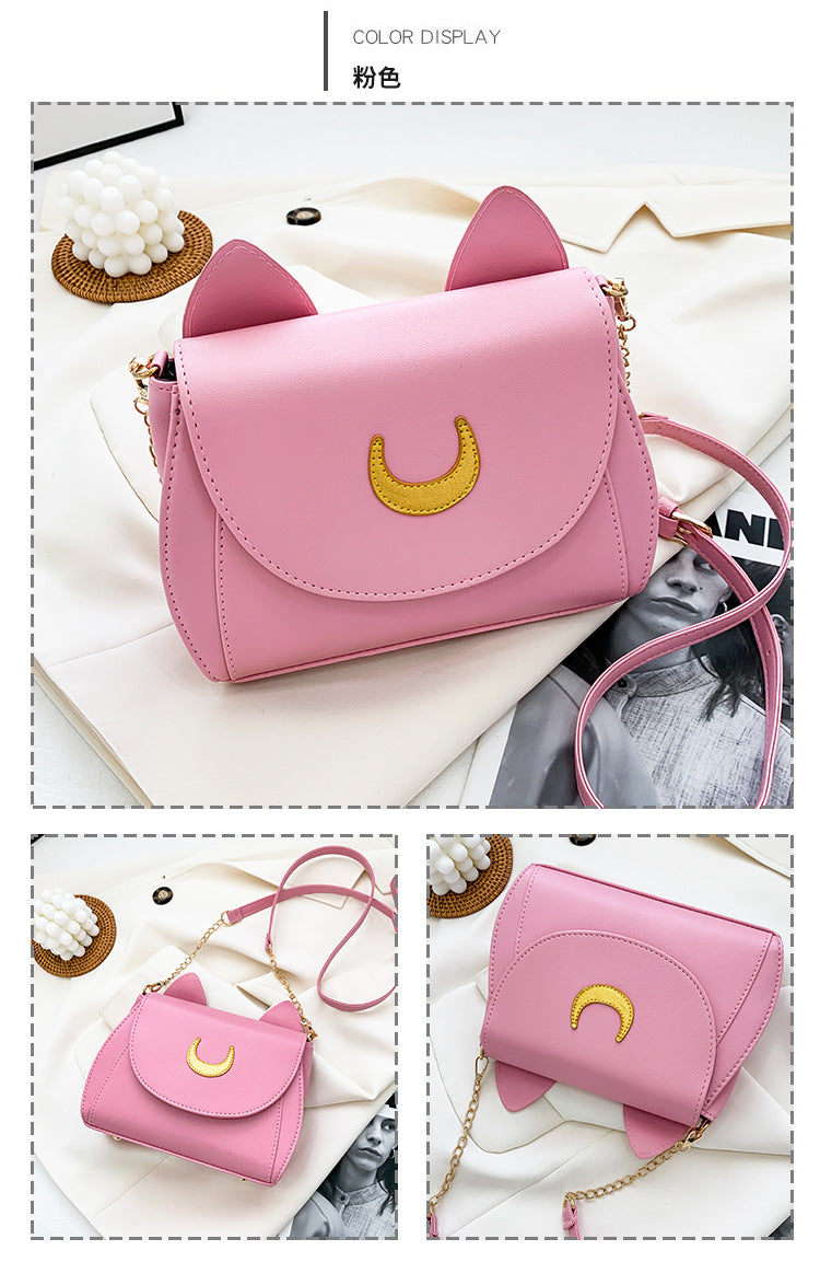 Sailor Moon Inspired Cute Cat Shoulder Bag-White-Free Shipping Leatheretro