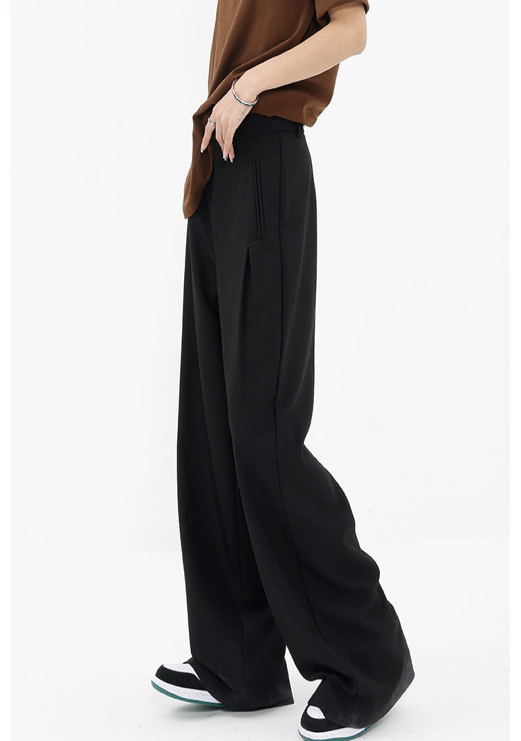 Designed Women Fall Straight Wide Legs Pants-Pants-Black-S-Free Shipping Leatheretro