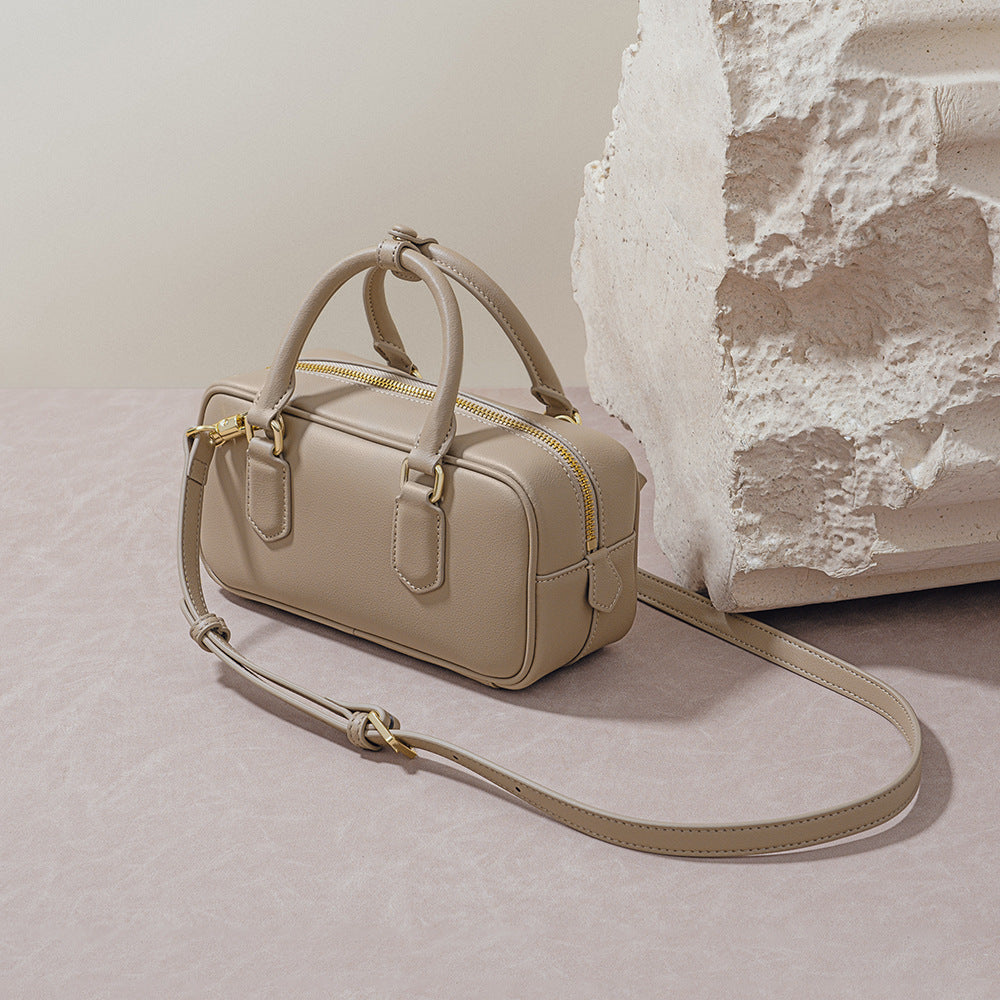 Stylish Pillow-Design Genuine Leather Shoulder Bag-Handbags-Gray-Free Shipping Leatheretro