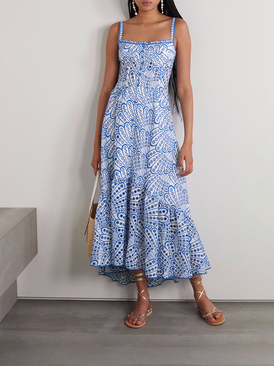 Fashion Designed Embroidery Long Dresses-Dresses-Blue-S-Free Shipping Leatheretro