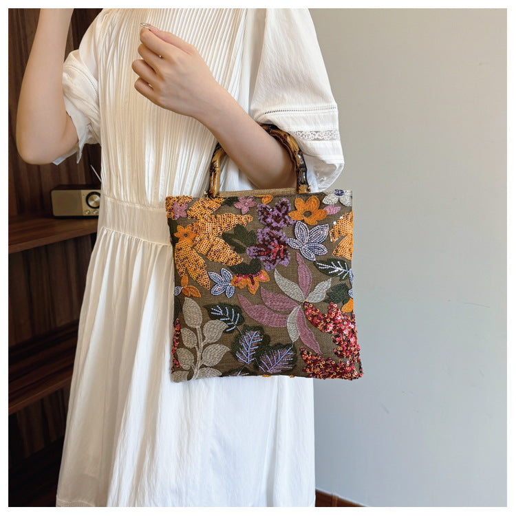 Elegant Bamboo Handle Clutch – Vintage Embroidered Evening Bag-A-Free Shipping Leatheretro