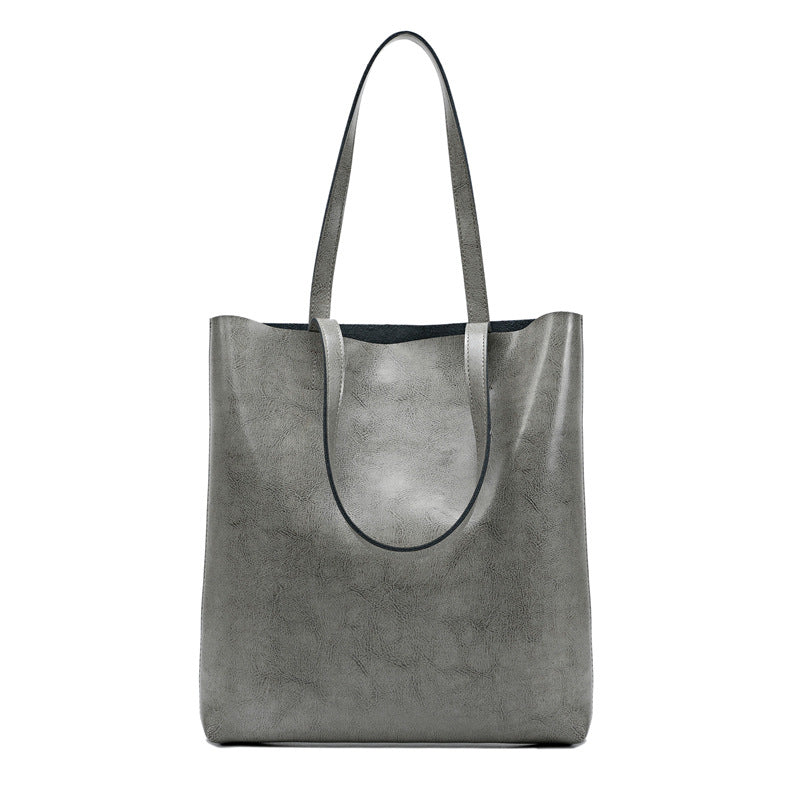 Retro Large Capacity Oil Wax Leather Tote Bag-Handbags-Brown-Free Shipping Leatheretro