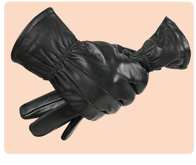 Premium Genuine Sheepskin Leather Winter Gloves for Women & Men-Black-L-Free Shipping Leatheretro