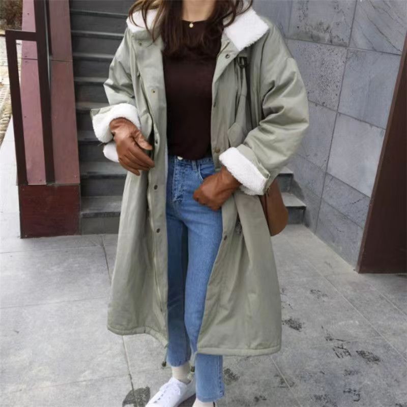 Fashion Winter Warm Long Overcoats for Women-Outerwear-Khaki-XS 40-50 kg-Free Shipping Leatheretro