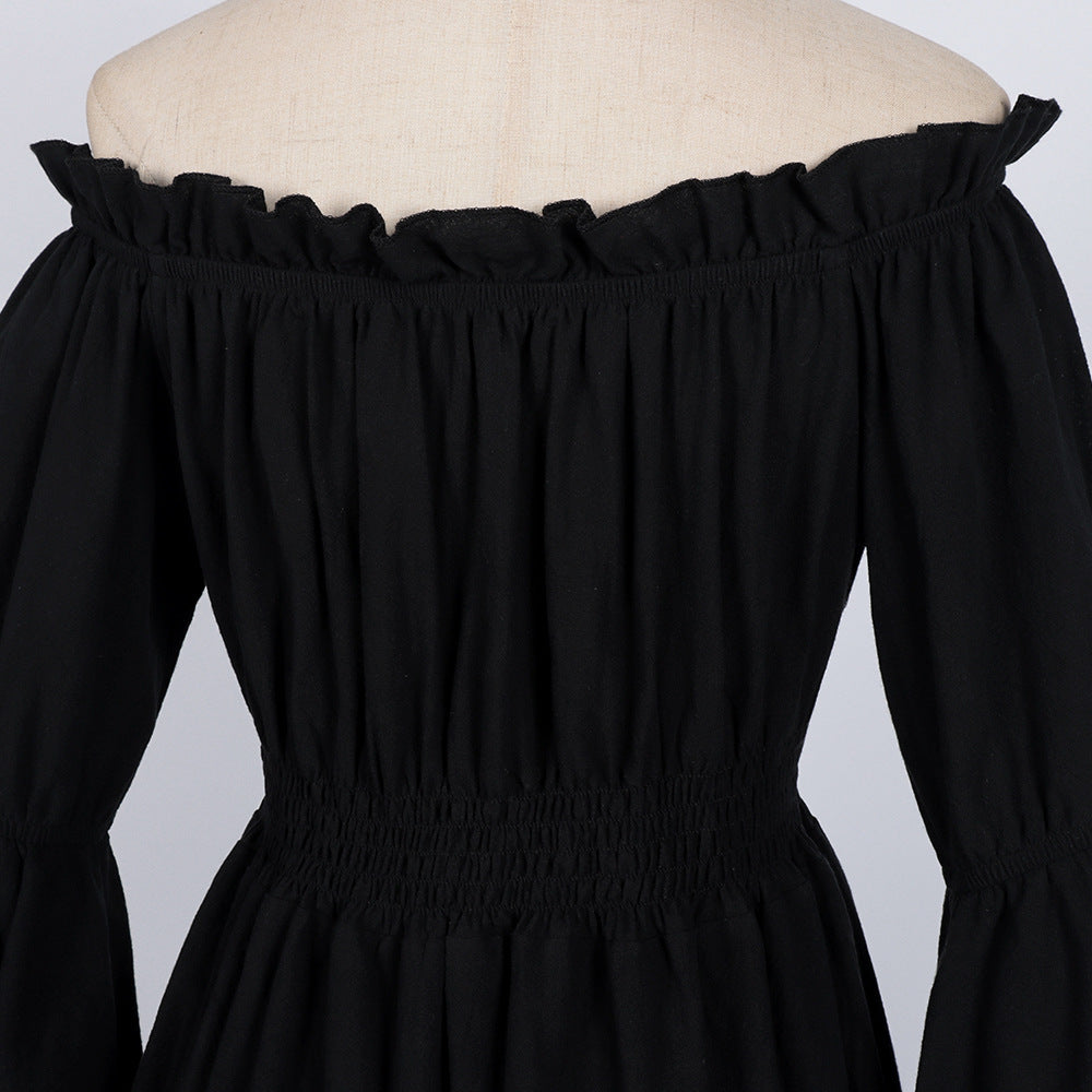 Medieval Vintage Royal Court Dress-Black-S-Free Shipping Leatheretro
