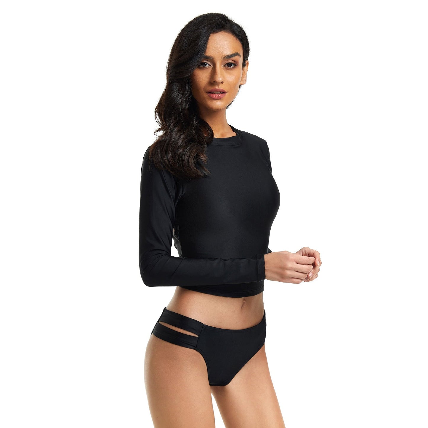 Sexy Long Sleeves Black Diving Wetsuits for Women-Swimwear-Black-S-Free Shipping Leatheretro