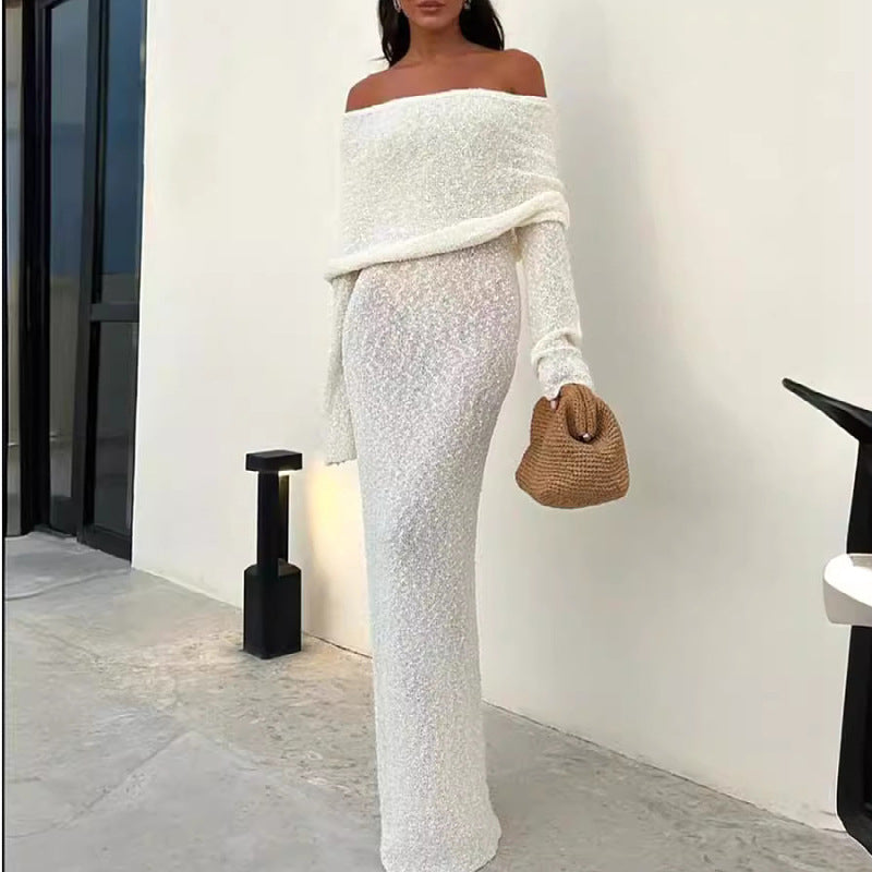 Sexy Off The Shoulder Summer Beach Long Dresses-Dresses-Khaki-S-Free Shipping Leatheretro