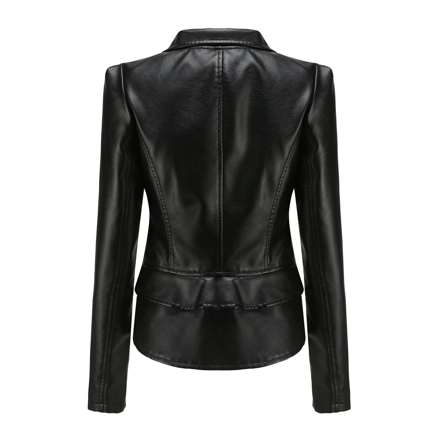 Women's Detachable Hem Faux Leather Jacket-black-S-Free Shipping Leatheretro