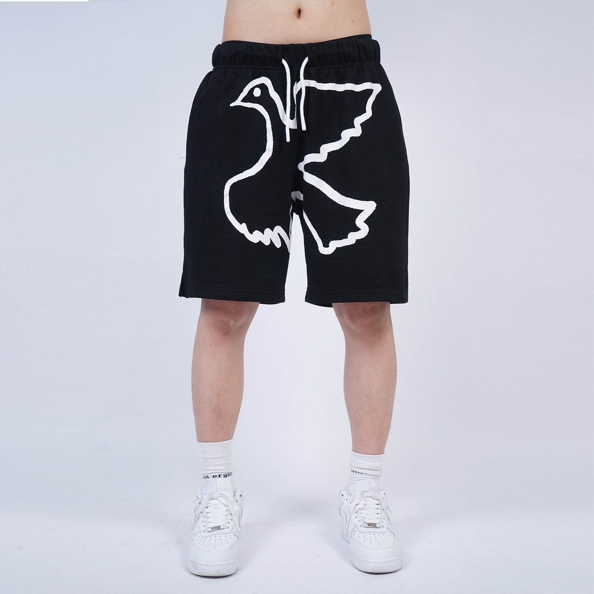 VINKID Dove Graphic Drawstring Sweat Shorts-Shorts-S-Free Shipping Leatheretro