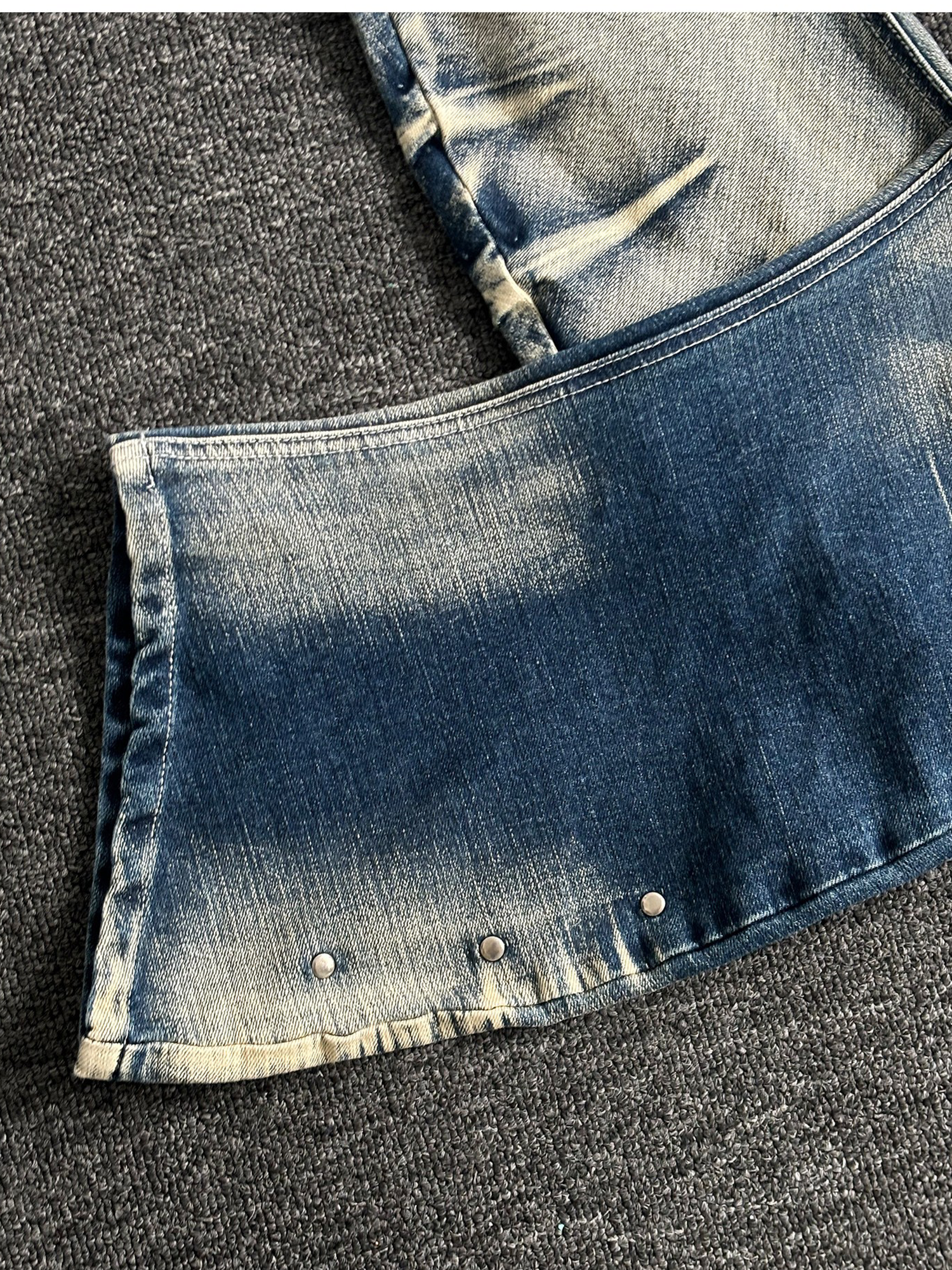PAIKI Sword Slash Washed Curved Jeans-Jeans-S / 31"-Black (Preorder)-Free Shipping Leatheretro