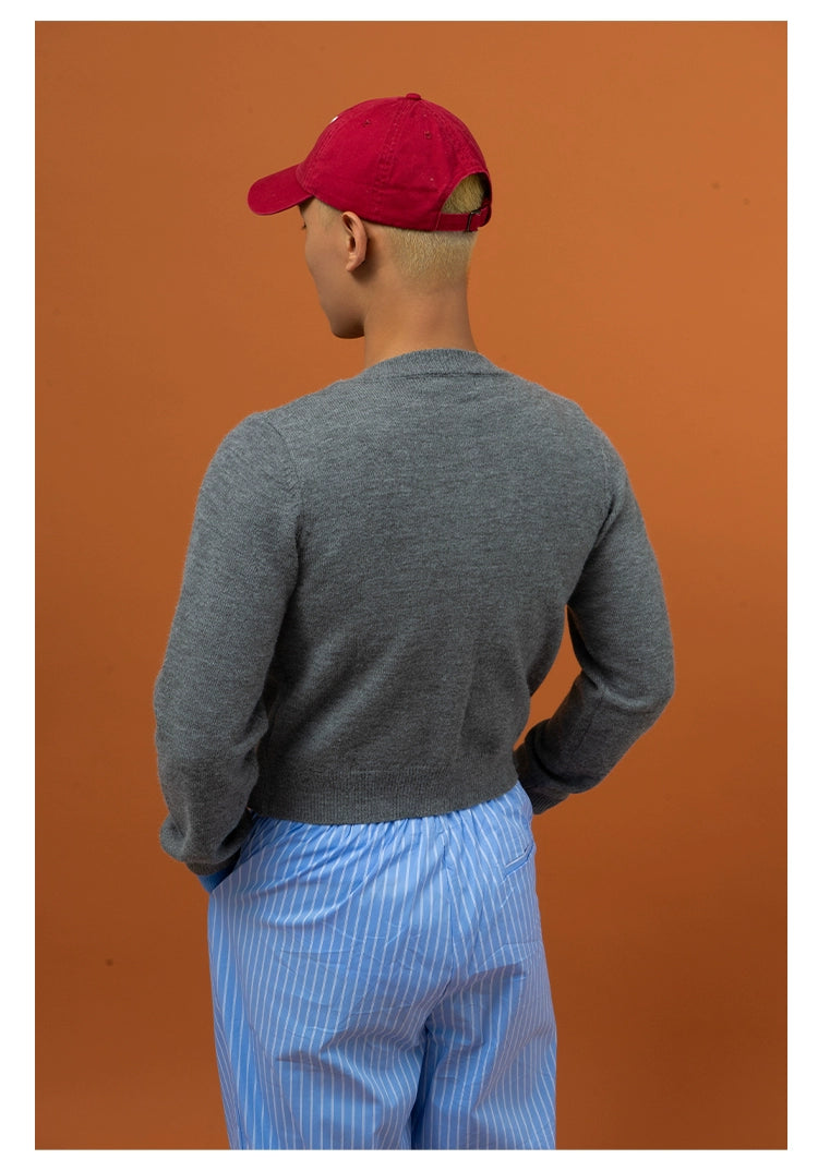 CLP Men's Two-Tone Layered Knit Cardigan Sweater-Cardigan Tops-Gray-S-Free Shipping Leatheretro