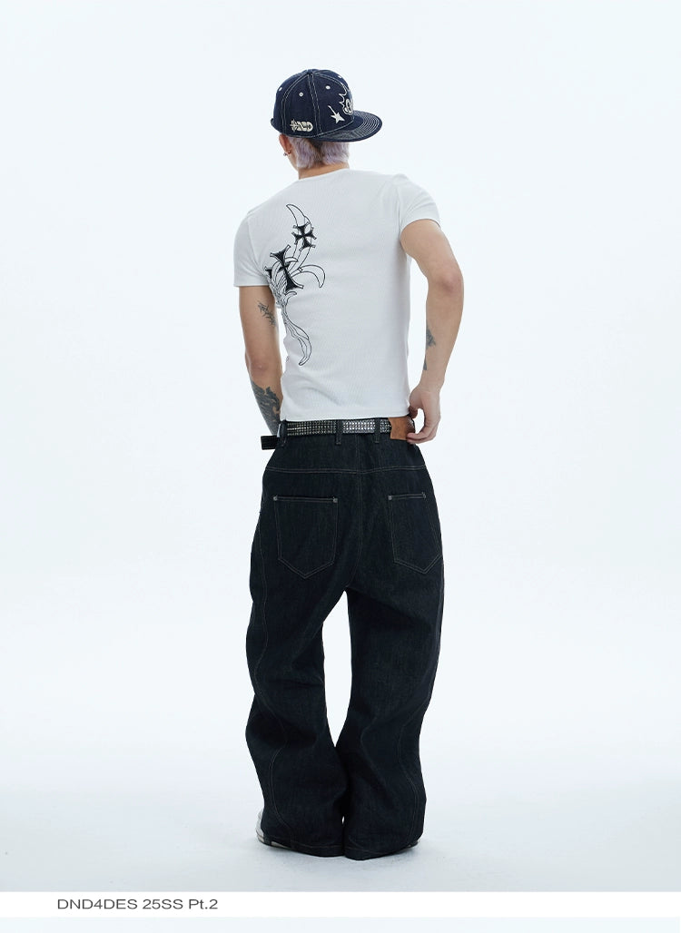 DND4DES Baggy Jeans with Curved Button Fly and Retro Wash-A-XS-Free Shipping Leatheretro