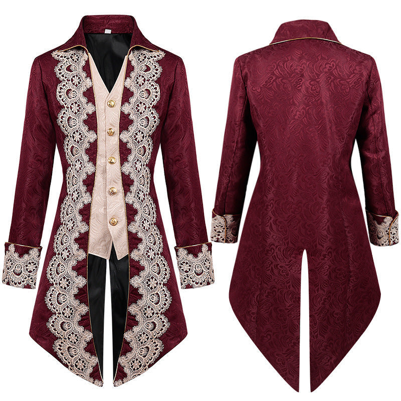 Men's Gothic Victorian Frock Coat-Black-S-Free Shipping Leatheretro