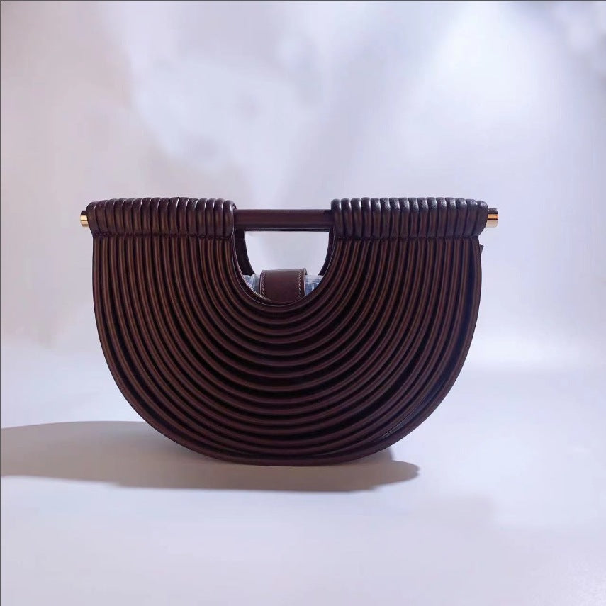 Handwoven Bamboo Beach Bag-black-Free Shipping Leatheretro