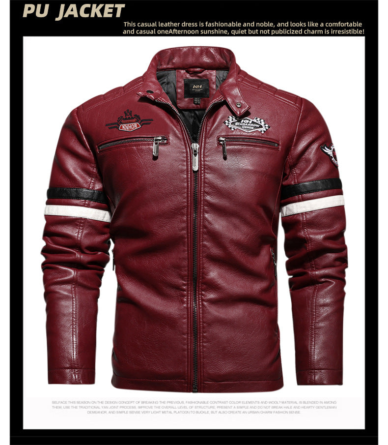Men's Motorcycle Racing Faux Leather Jacket-red-EUR S-Free Shipping Leatheretro