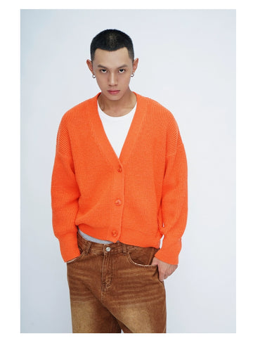 CLP Unisex Wing Design Oversized Knit Cardigan-Blue-Short Style-3 Buttons-Free Shipping Leatheretro