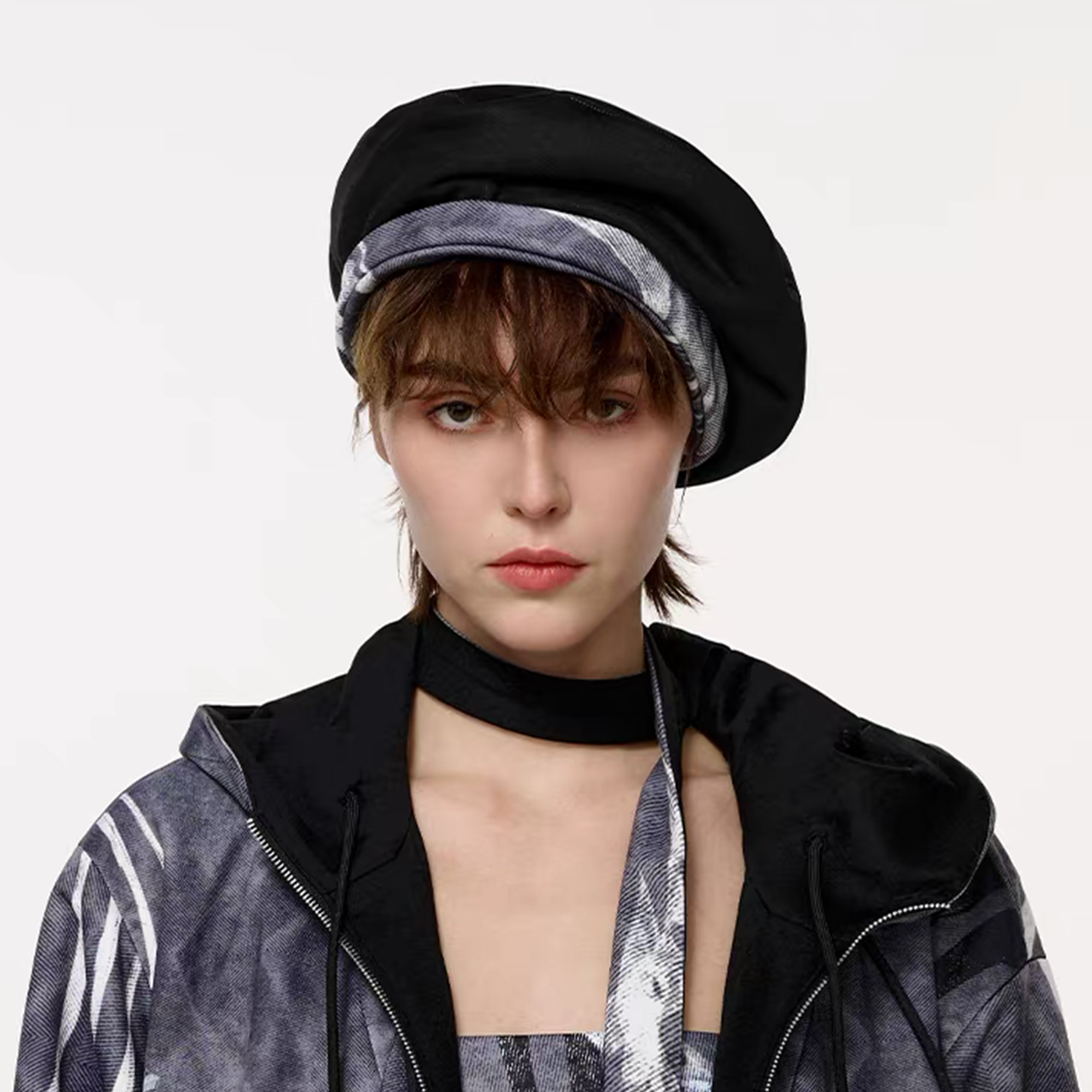 TIWILLTANG Abstract Reversible Graphic Beret-Hat, Cap, Beanie-One Size-Free Shipping Leatheretro