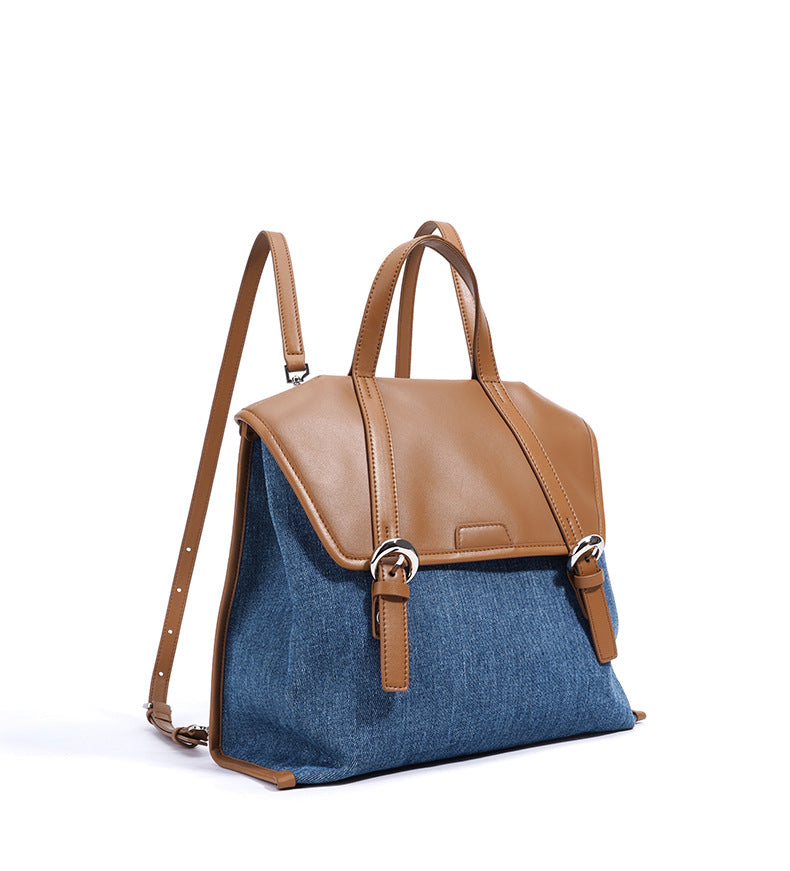 Casual Leather Denim Backpack-Backpack-Blue-Free Shipping Leatheretro