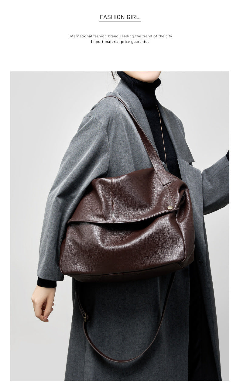 Oversized Genuine Leather Tote Bag-Handbags-Black-36*13*32cm-Free Shipping Leatheretro