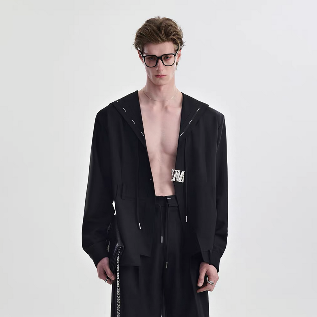 TIWILLTANG Minimal Sailor Collar Shirt-Shirt-S-White-Long-Free Shipping Leatheretro