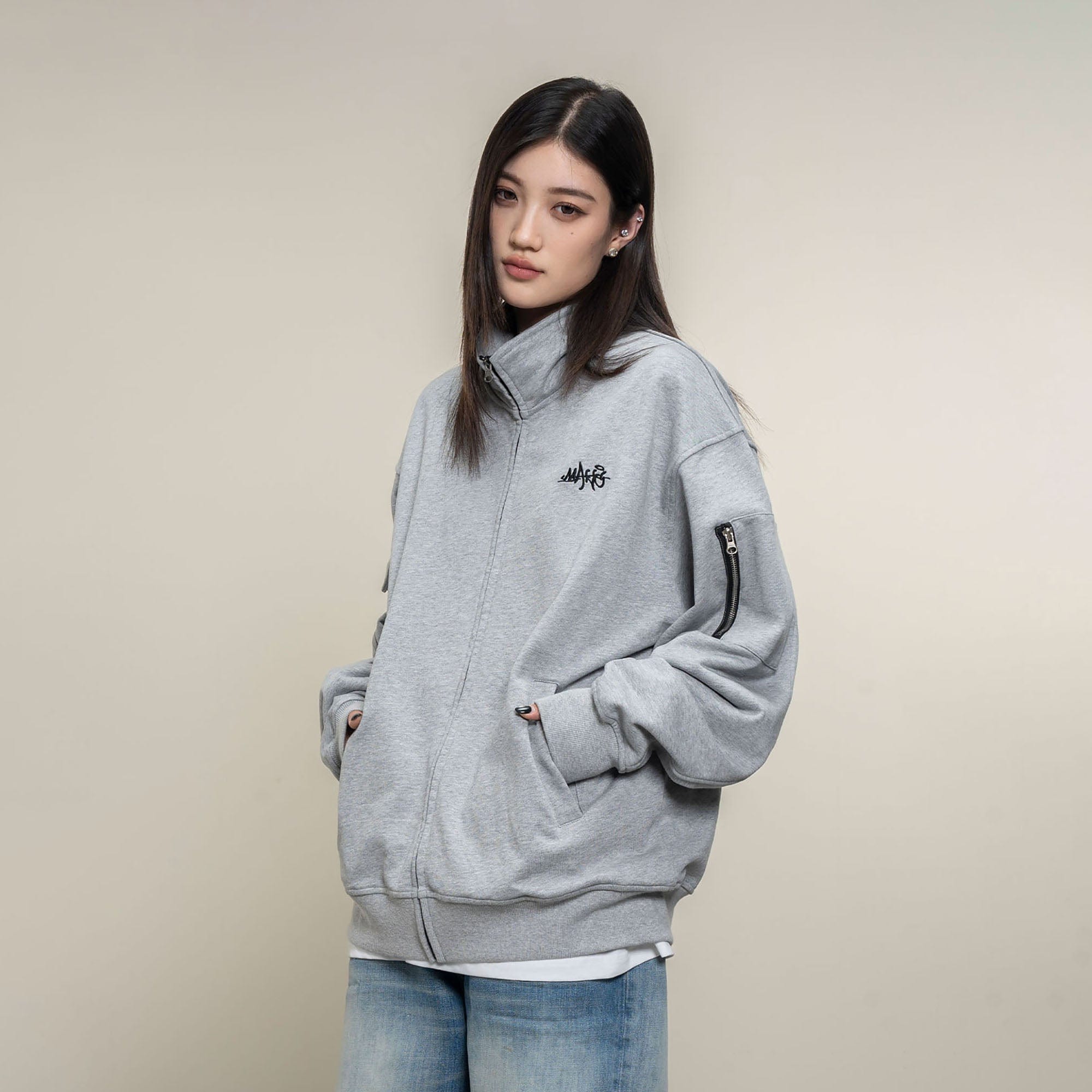 MAKEMORE Utility Zip Pocket Track Jacket-Jacket-S-Black-Free Shipping Leatheretro