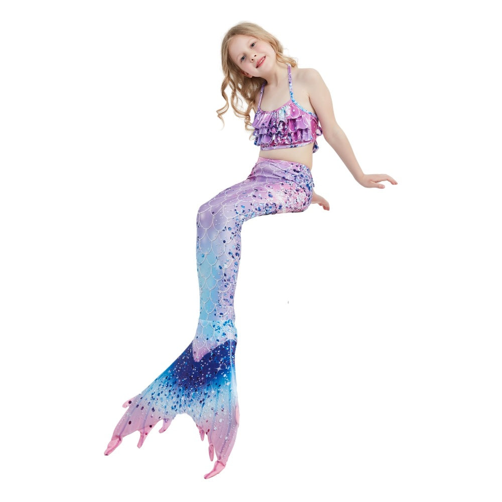Gorgeous Three Pieces Mermaid Style Swimsuits-Swimwear-E408-110（105-115cm)-Free Shipping Leatheretro