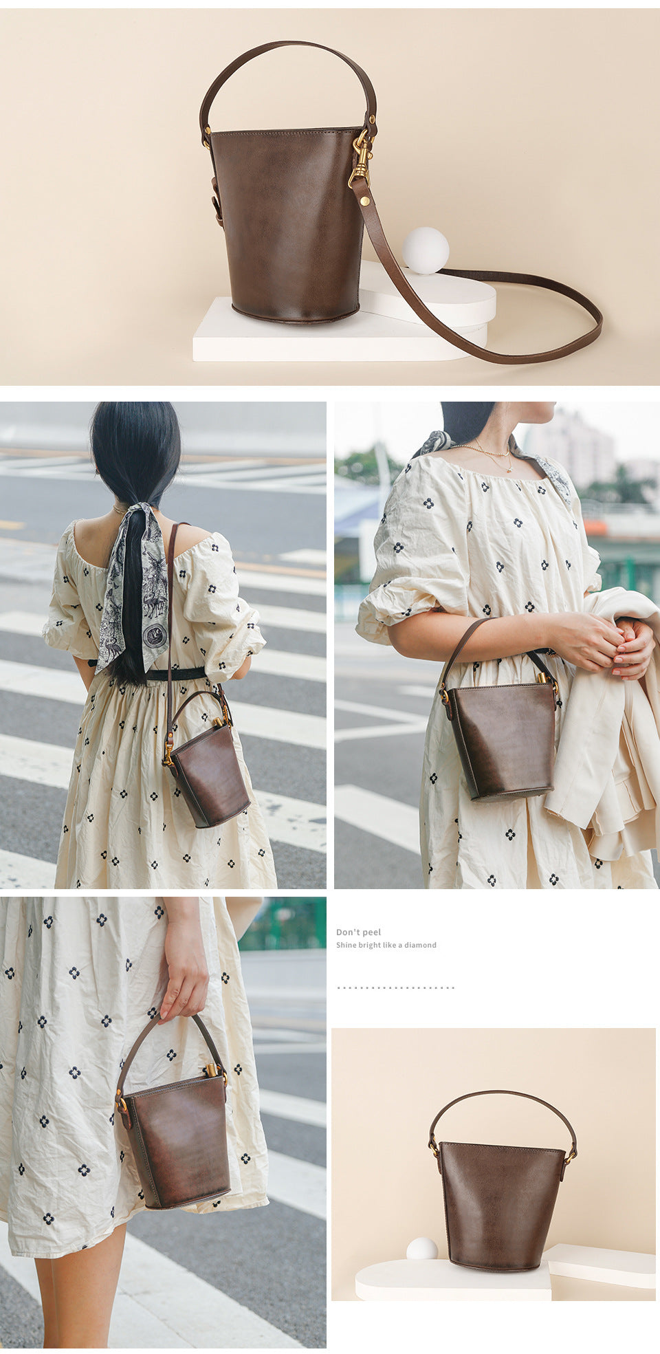 Vegetable-Tanned Leather Bag, Phone Bags-Handbags-Black-Free Shipping Leatheretro