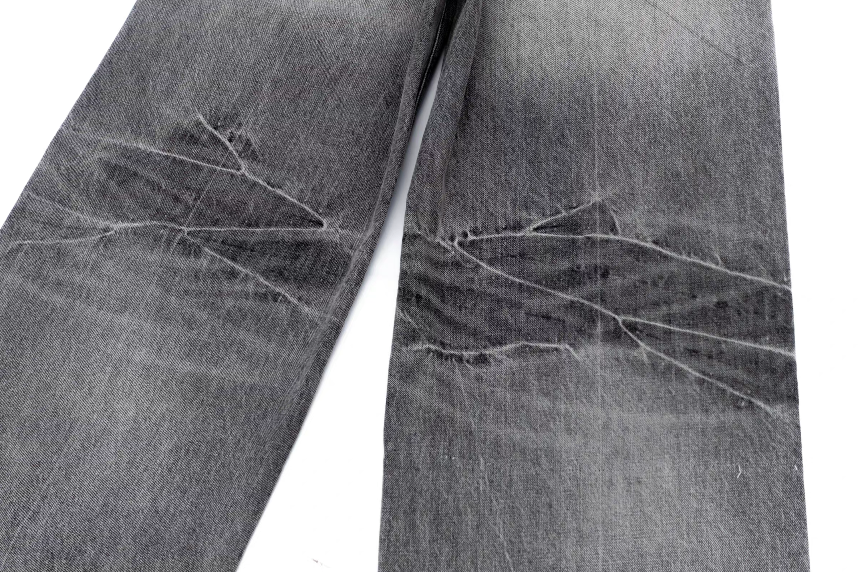 IN EXISTENCE x i Washed Lightning Fade Wide-Leg Jeans Gray-Jeans-XS (0)-Free Shipping Leatheretro