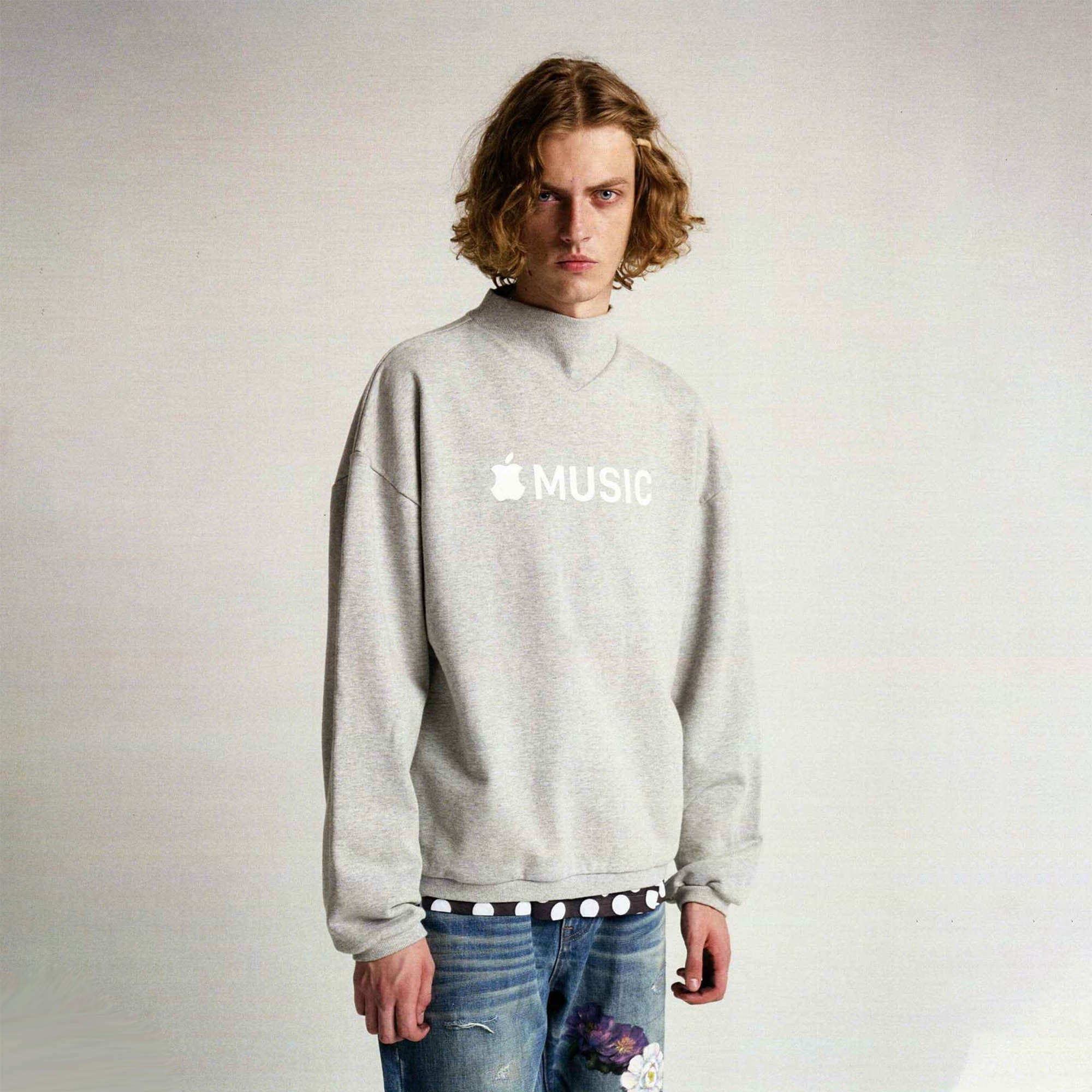 URBAN+FOREST Music Store Mock Neck Sweatshirt-Sweatshirt-XS-Grey-Free Shipping Leatheretro