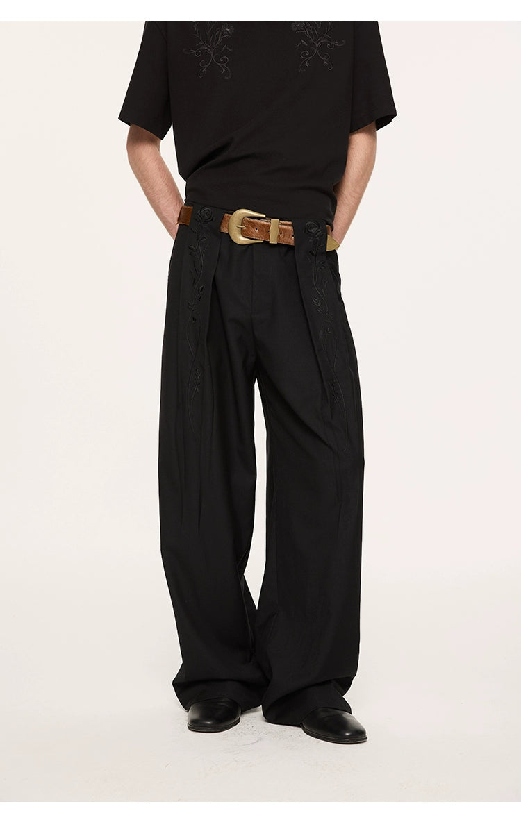 KREATE High-Waisted Wide-Leg Trousers-Black-S-Free Shipping Leatheretro