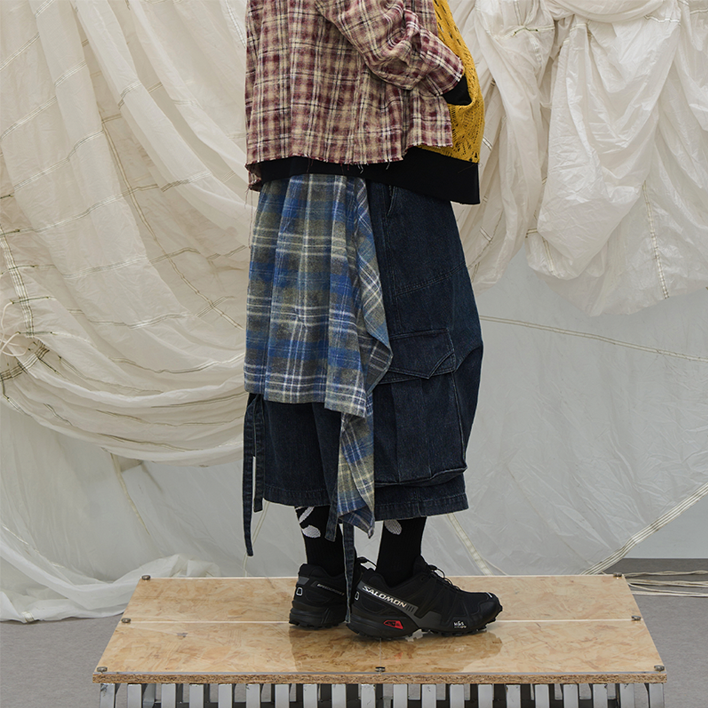 RELABEL Detachable Frill Tie-Detail Washed Denim Shorts - Distressed Blue Jeans-Blue-XS-Free Shipping Leatheretro