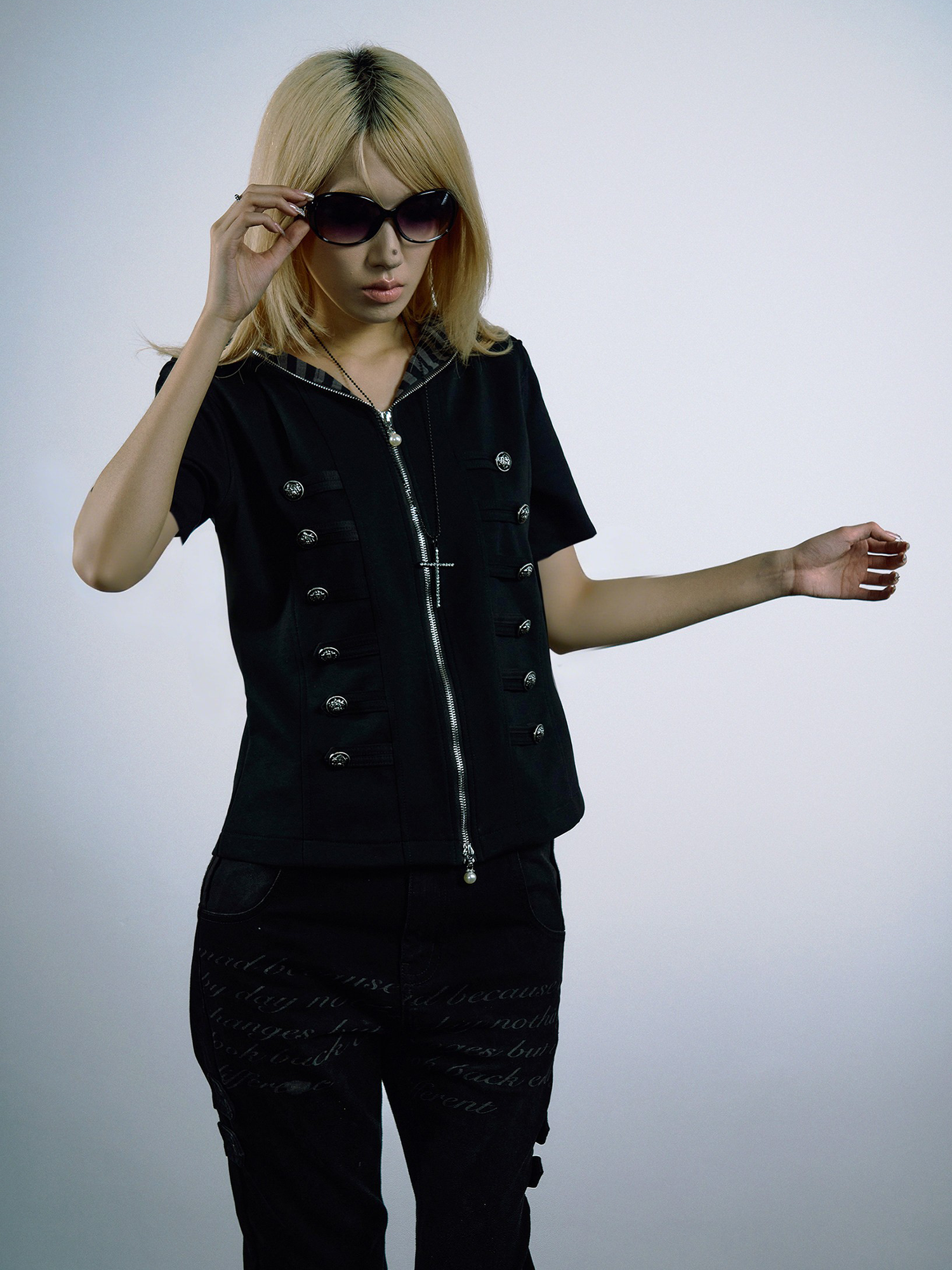 PAIKI Napoleon Button Hooded Short-Sleeve Jacket-T Shirt-S-Free Shipping Leatheretro
