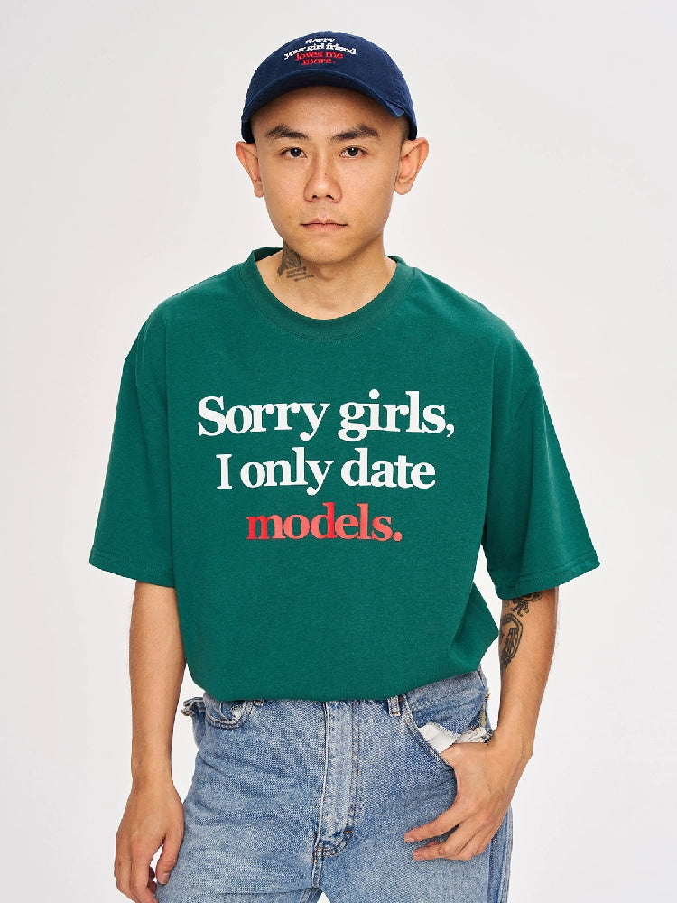 WCC Sorry Girls I Only Date Models T-Shirt-Black-M-Free Shipping Leatheretro