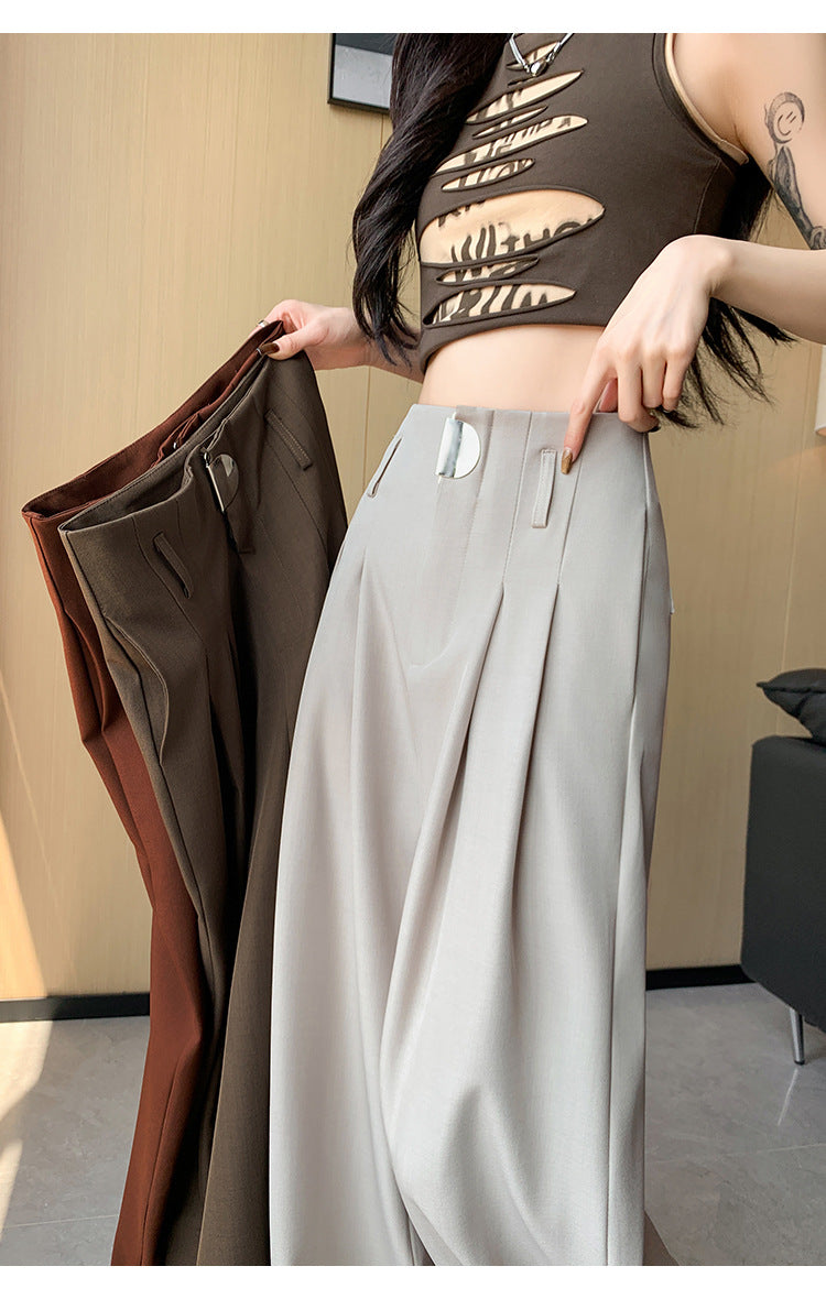 Casual High Waist Loose Long Straight Pants-Pants-Black-S-Free Shipping Leatheretro