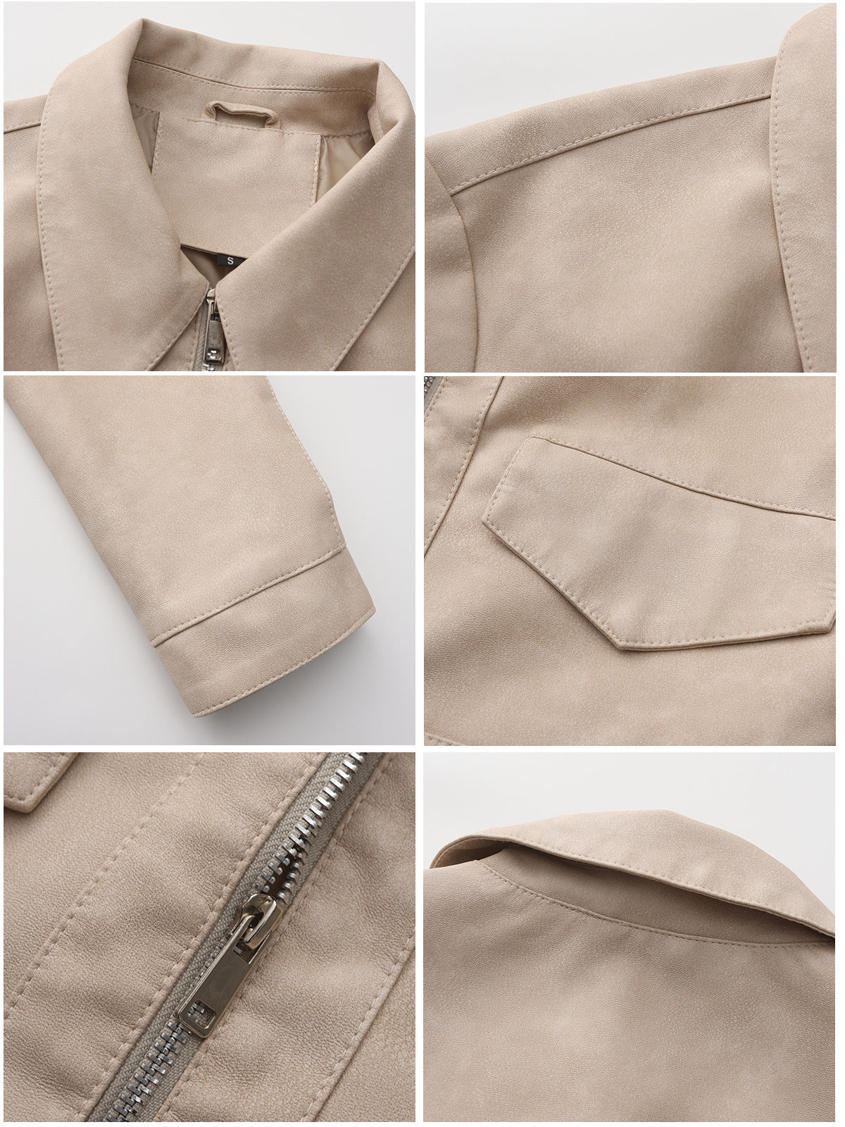 Women's Faux Leather Jacket-Lotus root pink #7-S-Free Shipping Leatheretro