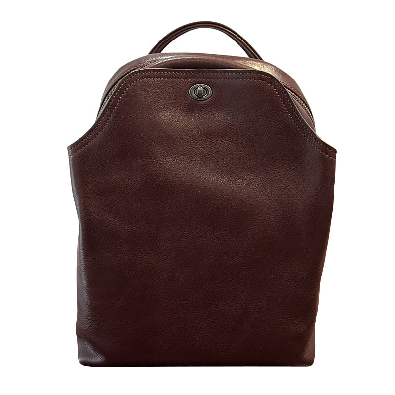 Genuine Top-Grain Leather Backpack – Stylish & Spacious Travel-Warm brown-Free Shipping Leatheretro