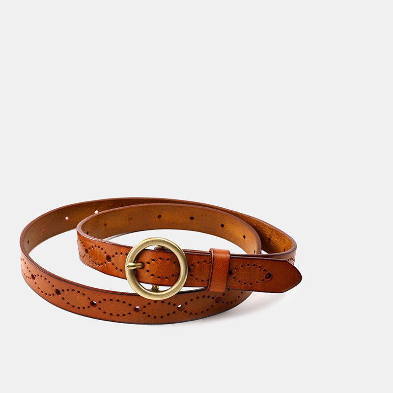 Women's Genuine Leather Belt-Green-105-125-Free Shipping Leatheretro